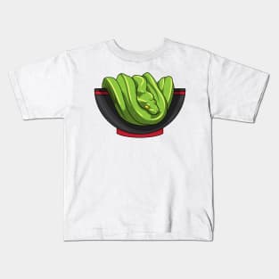 Snake with Ramen Bowl Kids T-Shirt